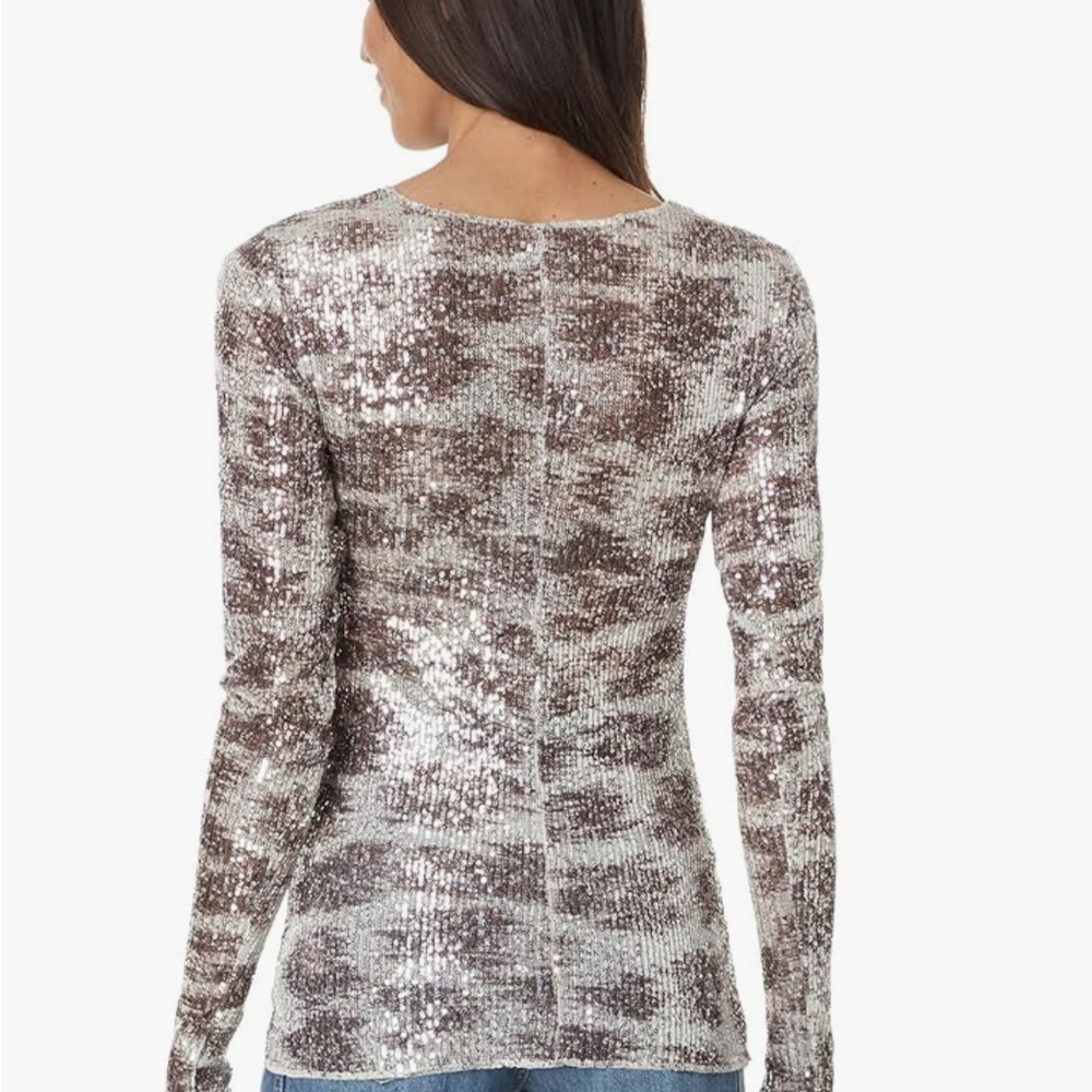 Multicolored Sequin Long Sleeve Blouse